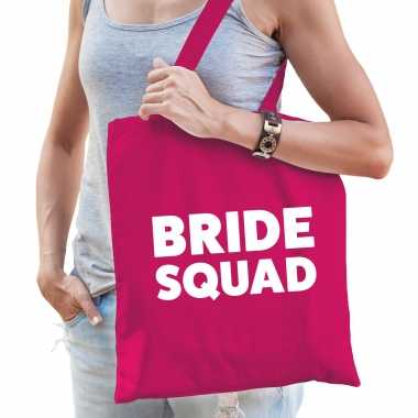 1x bride squad vrijgezellenfeest tasje roze/ goodiebag dames