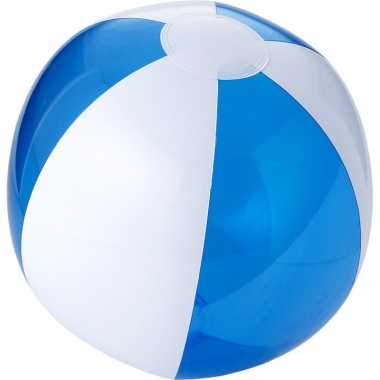1x opblaasbare strandballen blauw/wit 30 cm