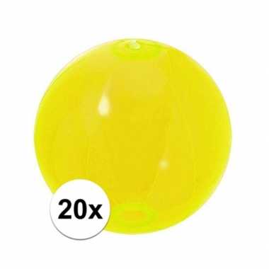 20x opblaasbare strandbal neon geel 30 cm