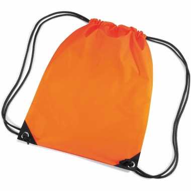 3x stuks oranje gymtas/ gymtasjes met rijgkoord 45 x 34 cm