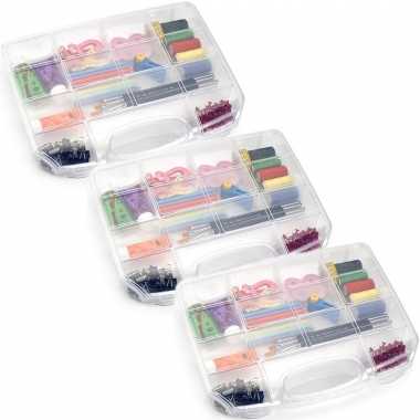 4x opbergkoffertje/opbergdoosjes 8-vaks transparant