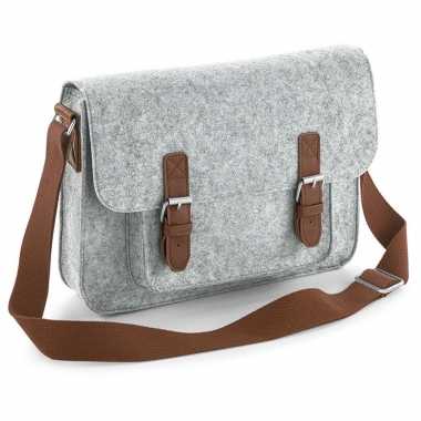 Aktetas/schoudertas grijs vilt 6 liter/7 x 33 x 22 cm
