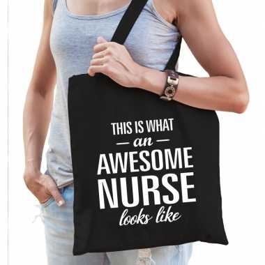Awesome nurse zuster cadeau tas zwart voor dames