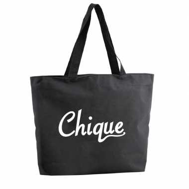 Chique shopper tas zwart 47 cm