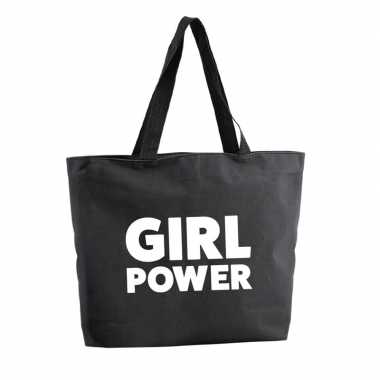 Girl power shopper tas zwart 47 cm