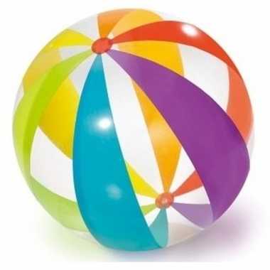 Grote opblaasbare strandbal transparant met kleuren 76 cm