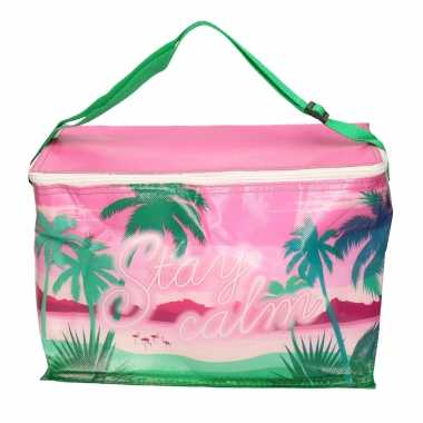 Kleine koeltas voor lunch tropical roze 32 x 16 x 22 cm 10 liter