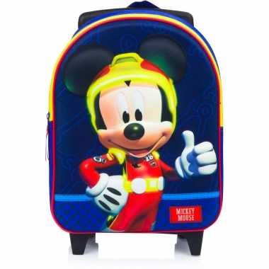 Mickey mouse trolley/reiskoffer/rugtas blauw 31 cm voor jongens
