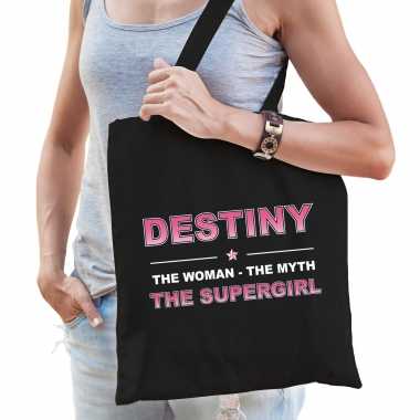 Naam cadeau tas destiny the supergirl zwart voor dames