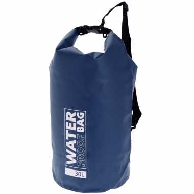 Navy / donkerblauwe waterdichte tas met hengels en gespsluiting 30 liter