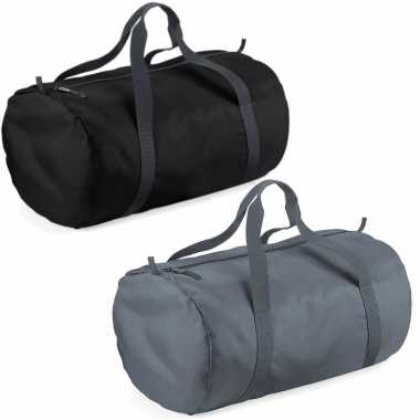 Set van 2x kleine sport/draag tassen 50 x 30 x 26 cm - zwart en grijs