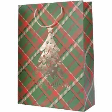 Set van 3x stuks kerstmis cadeautassen xxl 72 cm groen/rood
