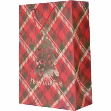 Set van 3x stuks kerstmis cadeautassen xxl 72 cm rood geruit