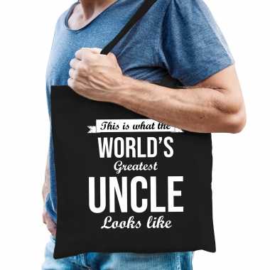 Worlds greatest uncle oom cadeau tas zwart voor heren