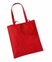 100x katoenen schoudertassen draagtasjes rood 42 x 38 cm