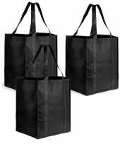 10x stuks boodschappen tassen shoppers zwart 38 cm