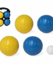 1x kleine jeu de boules sets met 4 gekleurde ballen in draagtas