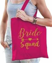 1x vrijgezellenfeest bride squad tasje roze goud goodiebag dames