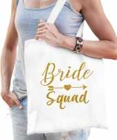 1x vrijgezellenfeest bride squad tasje wit goud goodiebag dames