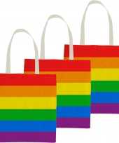 20x katoenen canvas boodschappentasje shopper regenboog rainbow pride vlag voor volwassenen en kids