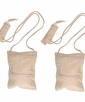 2x handige halstas nektasje reisportemonee 20 cm
