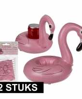 2x opblaasbare drankhouders flamingo 22 cm