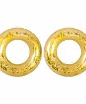 2x stuks opblaasbare zwembad banden ringen goud 106 cm