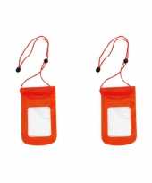 2x stuks waterdichte multifunctionele pvc strandtasjes rood