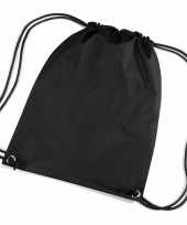 2x stuks zwarte nylon gymtas gymtasjes met rijgkoord 45 x 34 cm