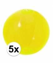 5x opblaasbare strandbal neon geel 30 cm