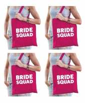 6x bride squad vrijgezellenfeest tasje roze goodiebag dames
