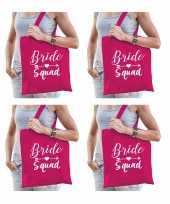 6x vrijgezellenfeest bride squad tasje roze goodiebag dames