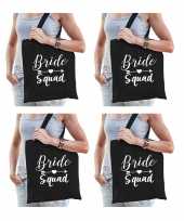 6x vrijgezellenfeest bride squad tasje zwart goodiebag dames