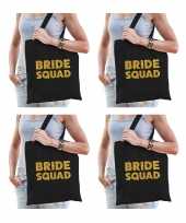 8x bride squad vrijgezellenfeest tasje zwart goud goodiebag dames