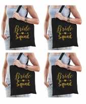 8x vrijgezellenfeest bride squad tasje zwart goud goodiebag dames