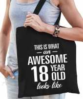 Awesome 18 year geweldig 18 jaar cadeau tas zwart voor dames