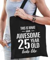 Awesome 25 year geweldig 25 jaar cadeau tas zwart voor dames