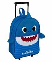 Baby shark daddy trolley reiskoffer blauw 40 cm voor kinderen