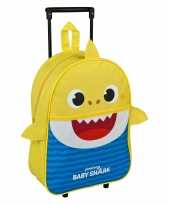 Baby shark trolley reiskoffer geel blauw 40 cm voor kinderen