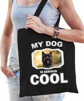 Cairn terrier honden tasje zwart volwassenen en kinderen my dog serious is cool kado boodschappent 10254075