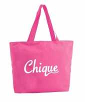 Chique shopper tas fuchsia roze 47 cm