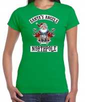 Fout kerstshirt outfit santas angels northpole groen voor dames