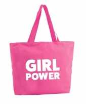 Girl power shopper tas fuchsia roze 47 cm