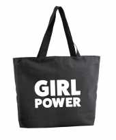 Girl power shopper tas zwart 47 cm
