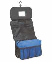 Hangende toilettas make up tas zwart blauw 27 cm heren dames