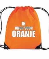 Ik juich voor oranje voetbal rugzakje sporttas met rijgkoord oranje