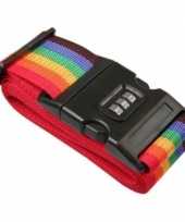 Kofferriem bagageriem met cijferslot 200 cm regenboog kleuren