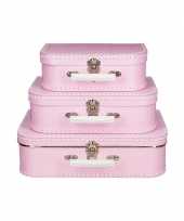 Koffertje roze met stippen wit 35 cm