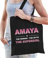Naam cadeau tas amaya the supergirl zwart voor dames