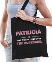 Naam cadeau tas patricia the supergirl zwart voor dames